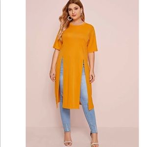 Orange Split Longline T-Shirt